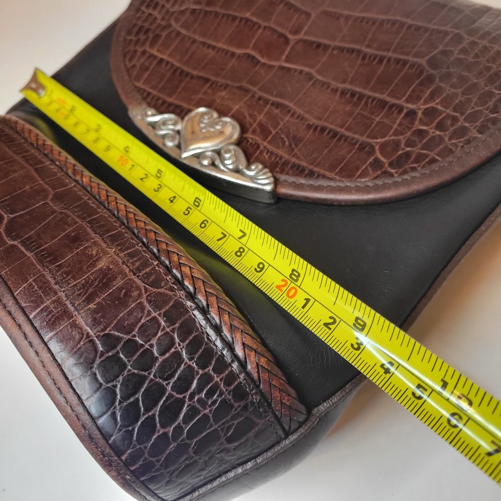 VTG Brighton Classic Brown Black Moc Crocodile Leather Shoulder Bag Crossbody - Picture 16 of 16